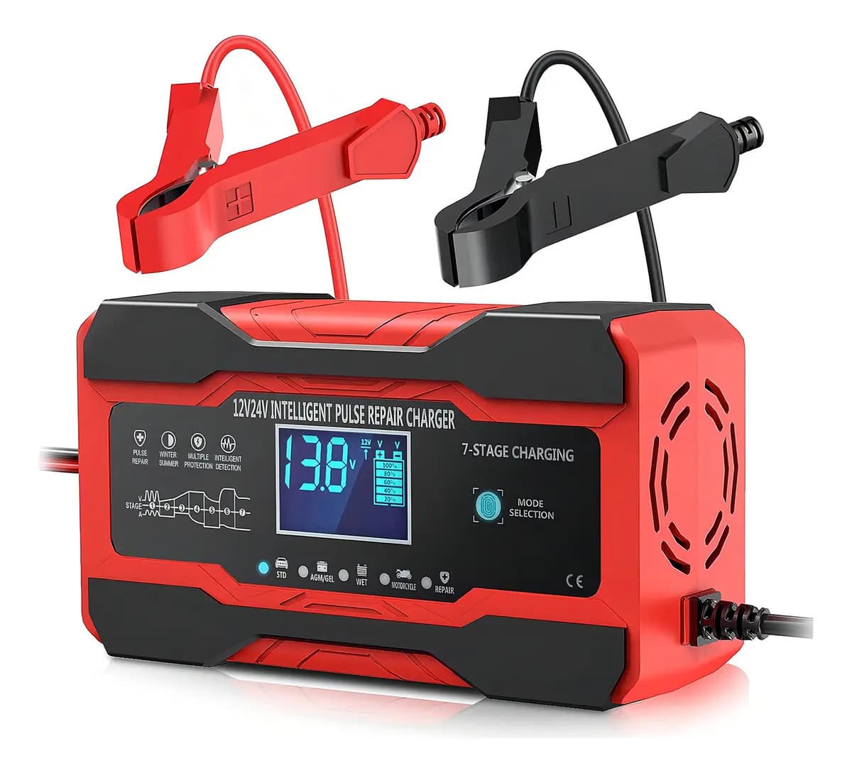 Cargador Inteligente Batería Auto/Moto Carga Rápida