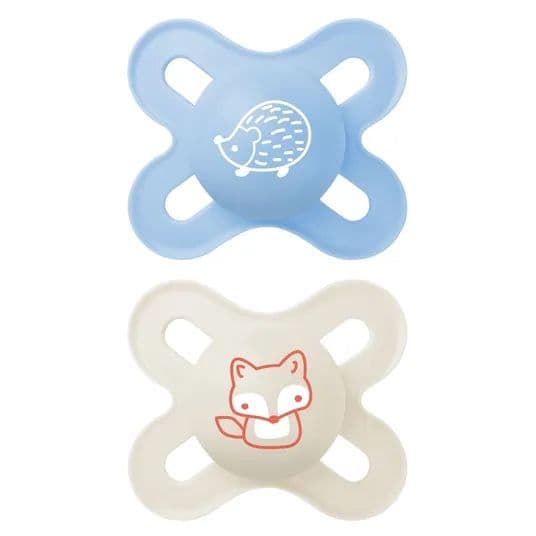 2 Chupetes Silicona Start con Caja Esterilizadora 0-2m, Celeste