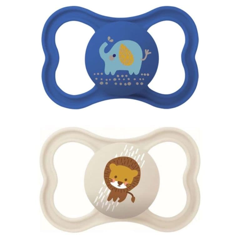 2 Chupetes Air con Caja Esterilizadora 6m+ Azul Mate